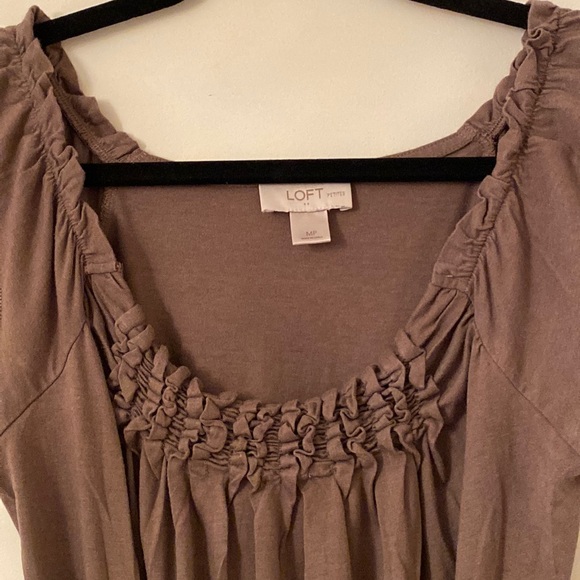 Ann Taylor LOFT Light Brown Ruched Dress - Picture 3 of 8
